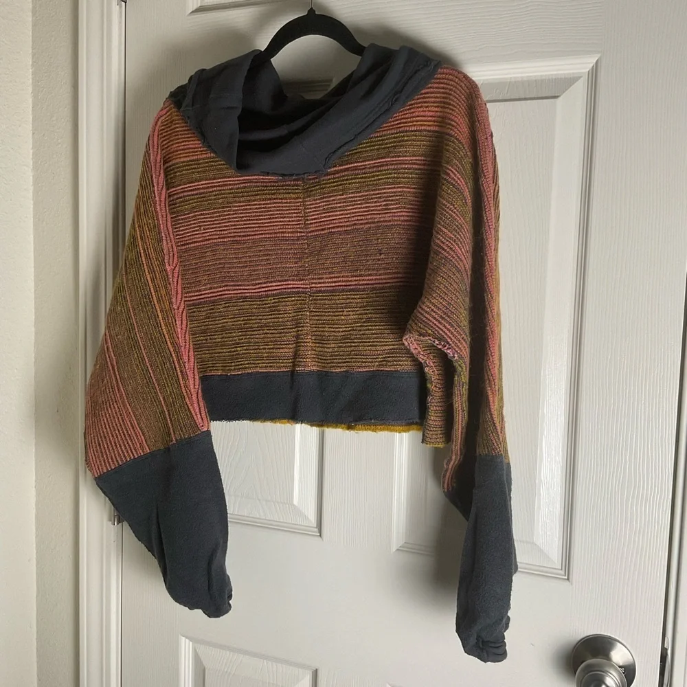 Multicolor Free People Easy Street Cropped Chunky Knit Sweater size small